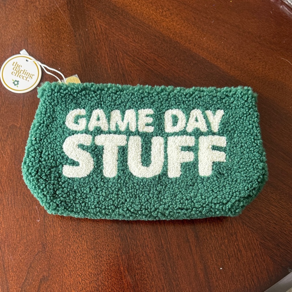 Green 'Game Day Stuff' Sherpa Cosmetic Pouch